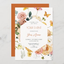 Convite Black Watercolor floral elegante