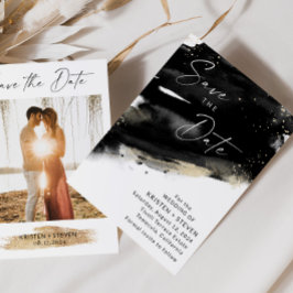 Convite Black Watercolor Guarda A Data