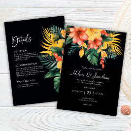 Convite Black Watercolor Tropical All In One Wedding (Cobr