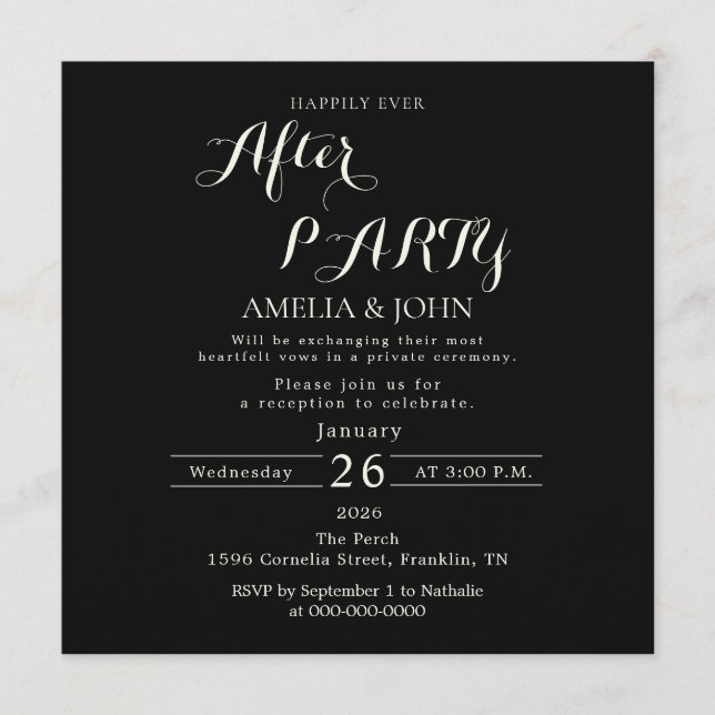 Convite Black wedding invitation (Frente)