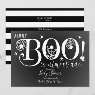 Convite Black & White BOO Chá de Bebê Elegante
