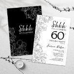 Convite Black White Botanical Surprise 60th Birthday<br><div class="desc">Surpresa Branca Negra Surpresa 60º Convite de Aniversário. A design feminina moderna minimalista apresenta sotaques botânicos e letra de script de tipografia. Simples cartão de convite floral perfeito para uma festa surpresa na moda.</div>