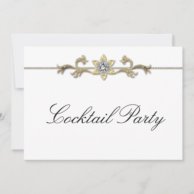 Convite Black White Diamond Black White Coctail Party (Frente)