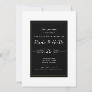 Convite Black White Gold Moderno Minimalista Elegante Noiv