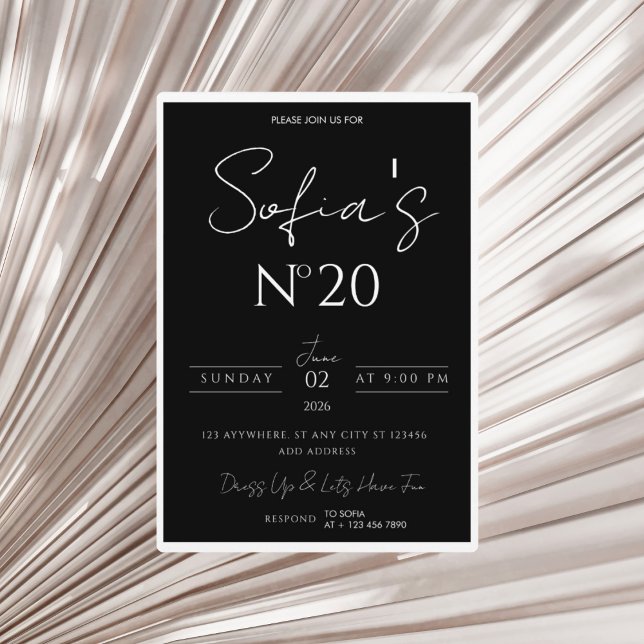 Convite Black & White Old Money Birthday Invitation (Criador carregado)