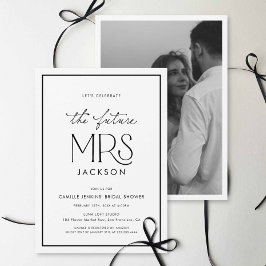 Convite Black & White Photo Bridal Shower Invitation