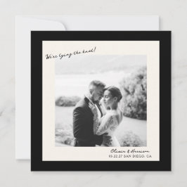 Convite Black White Photo Wedding Save the Date