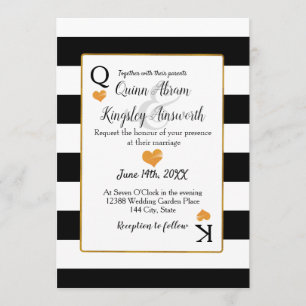 Convite Black & White Stripes King & Queen Cards