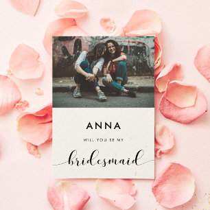 Convite Black & white Will you be my bridesmaid photo card