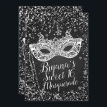 Convite Black White Winter Wonderland Mascarada Sweet 16<br><div class="desc">Personalizar para o seu evento</div>