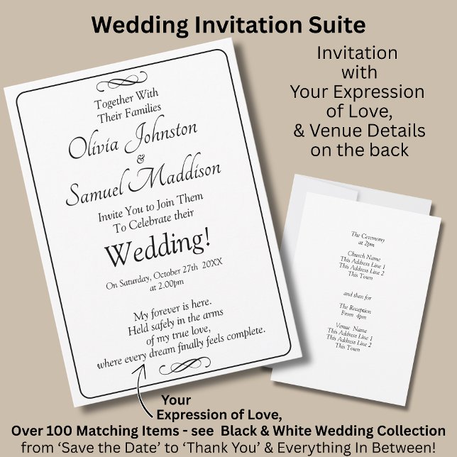 Convite Black & White with Infinity Scroll Wedding Suite, (Criador carregado)
