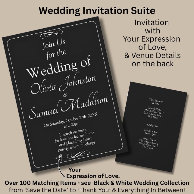 Convite Black & White with Infinity Scroll Wedding Suite, (Criador carregado)