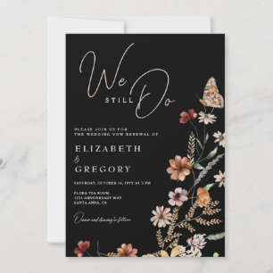Convite Black Wildflowers Ainda Fazemos Renovação de Voto