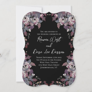 Convite Black with Moody Dark Floral Wedding Invitations