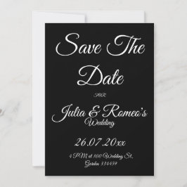 Convite Black with White Script Save The Date Card 