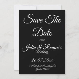 Convite Black with White Script Save The Date Card