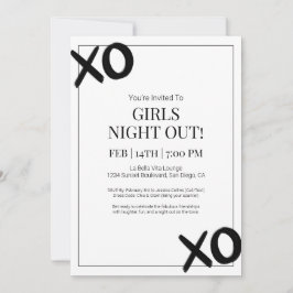 Convite Black XOXO Girls Night Out Amigos Galentine Party