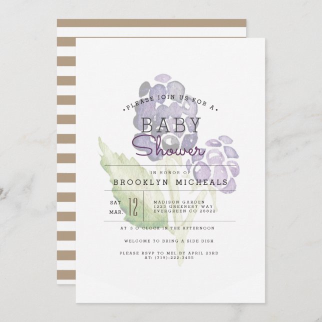 Convite Blackberry Duo | Fruticultura Chá de fraldas de Aq (Frente/Verso)