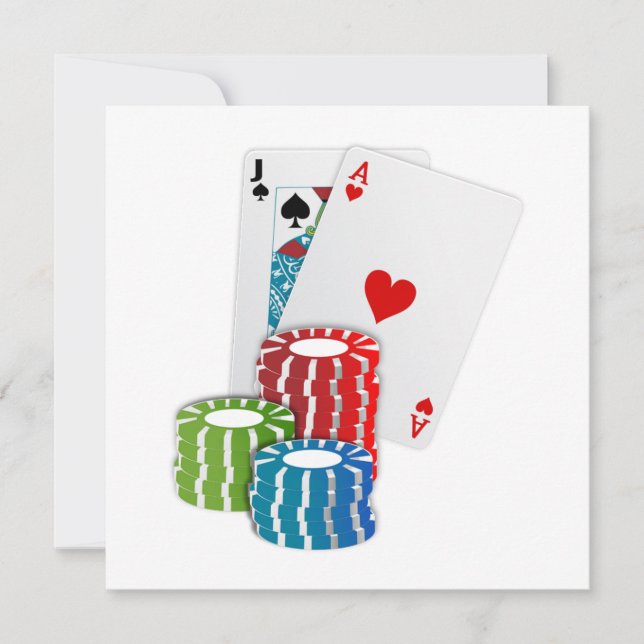 Convite Blackjack com Chips Poker (Frente)