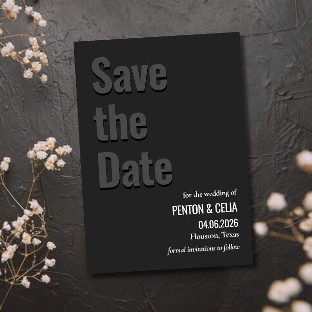 Convite Blackout Minimalist Wedding Save the Date Card (Criador carregado)