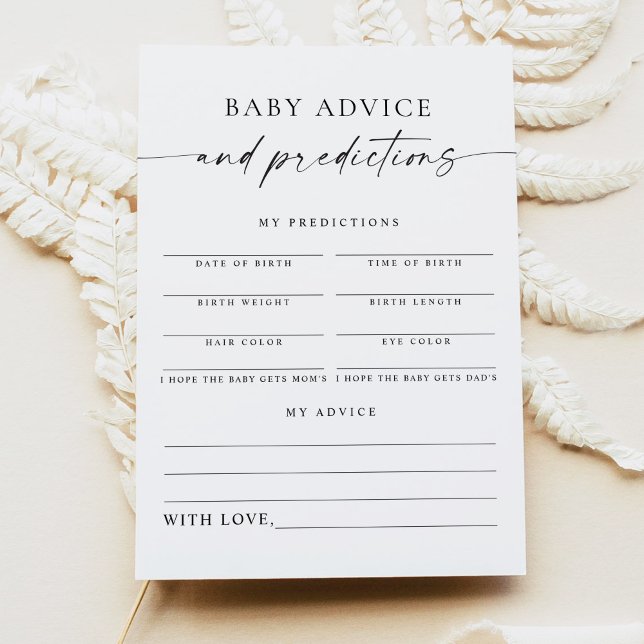 Convite BLAIR Modern Boho Baby Advice and Predictions Card (Criador carregado)