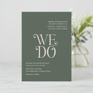 Convite Blaire Moss Green Modern Wedding
