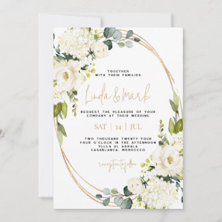 Convite Blanco Floral Hipodrangea, Greenerescência, Geomét