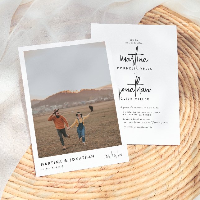 Convite Blanco y Negro Invitación de Boda Sencilla (Criador carregado)