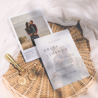 Blanco y Negro Todo En Uno Invitación de Boda QR