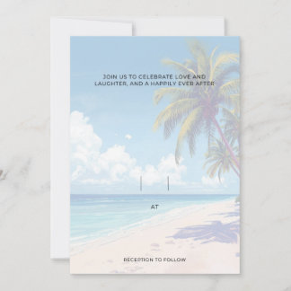 Convite Blank Seaside Summer Blue Elegant Pretty Wedding 