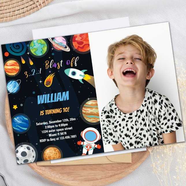 Convite Blast Off Rocket Outer Space Birthday Invitations (Blast Off Rocket Outer Space Birthday Invitations)