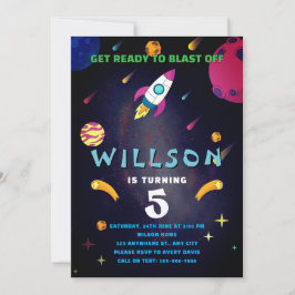 Convite Blast Off Space Birday