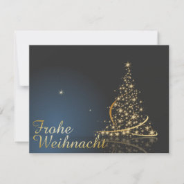 Convite Blaues Weihnachtsmočimit goldenem Weihnachtsbaum