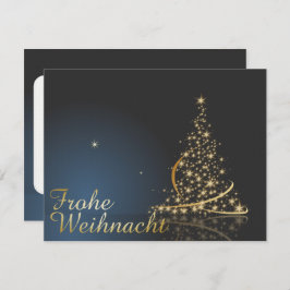 Convite Blaues Weihnachtsmočimit goldenem Weihnachtsbaum