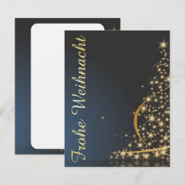 Convite Blaues Weihnachtsmočimit goldenem Weihnachtsbaum