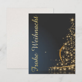 Convite Blaues Weihnachtsmočimit goldenem Weihnachtsbaum