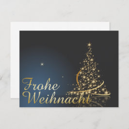 Convite Blaues Weihnachtsmočimit goldenem Weihnachtsbaum