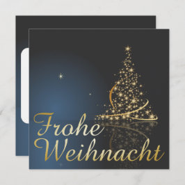 Convite Blaues Weihnachtsmočimit goldenem Weihnachtsbaum