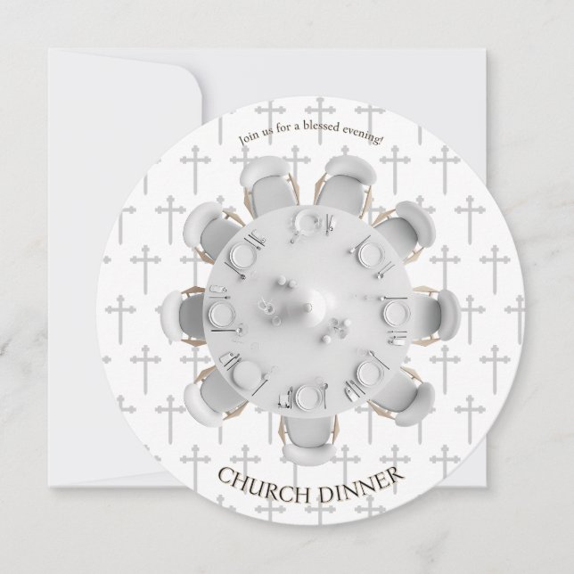 Convite Blessed Evening Christian Dinner Invitation (Frente)
