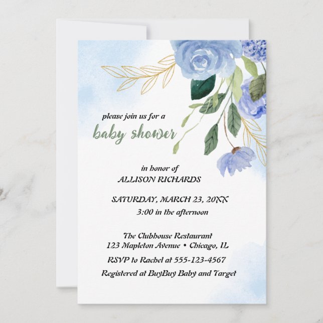 Convite bleu cartes postales (Frente)