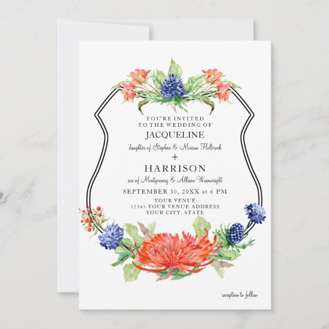 Convite Blindagem Floral Aquarela Queda Mãe Laranja (Frente)