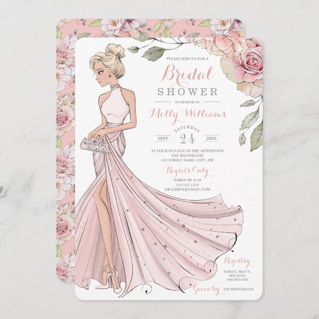 Convite Bling e chá de panela da noiva da menina do brilho (Frente/Verso)