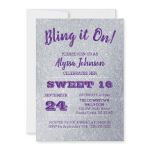 Bling it On Silver Sparkles Purple Sweet 16
