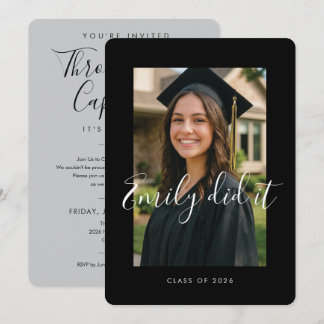 Convite BLK & GRAY 2026 | Graduation Invite with Photo