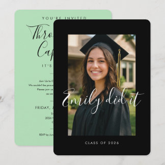 Convite BLK & GREEN 2026 | Graduation Invite with Photo