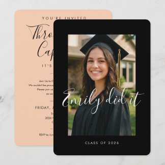 Convite BLK & ORANGE 2026 | Graduation Invite with Photo