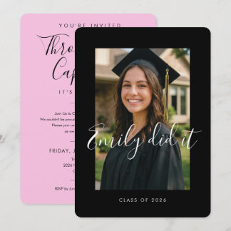 Convite BLK & PINK 2026 | Graduation Invite with Photo