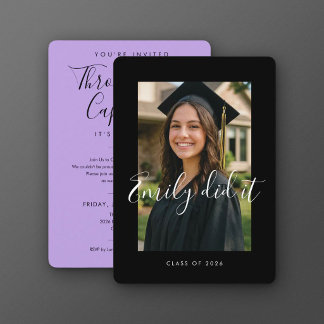 Convite BLK & PURPLE 2026 | Graduation Invite with Photo