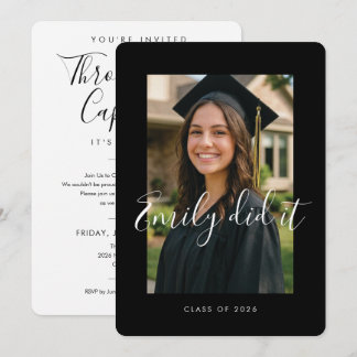 Convite BLK & WHT 2026 | Graduation Invite with Photo