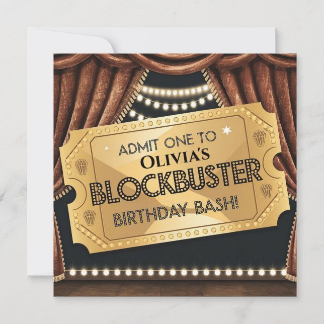 Convite Blockbuster - Design de Aniversário Pensado Em Fil (Frente)